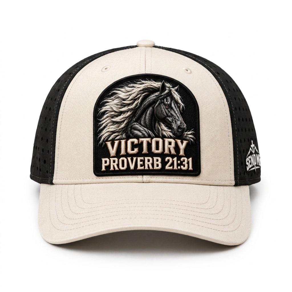 Victory - Cream & Black Horse Performance Hat